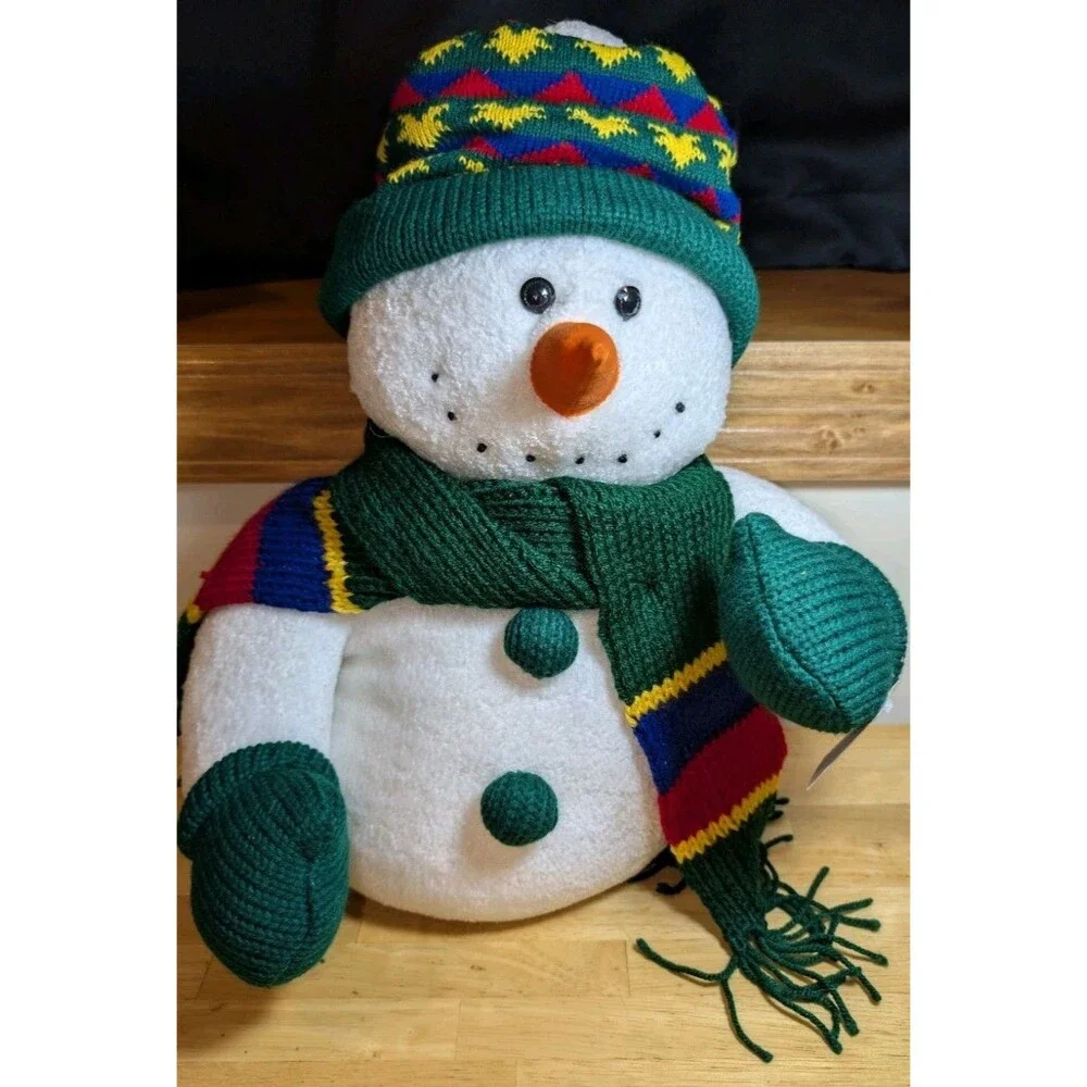 Snowman Chenille Stuffed Plush VTG 12